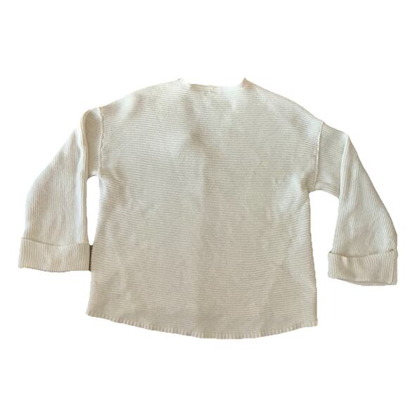 Free People La Brea Cream Ribbed Knit V Neck Sweater Womens Small Oversize Cozy - Picture 8 of 8